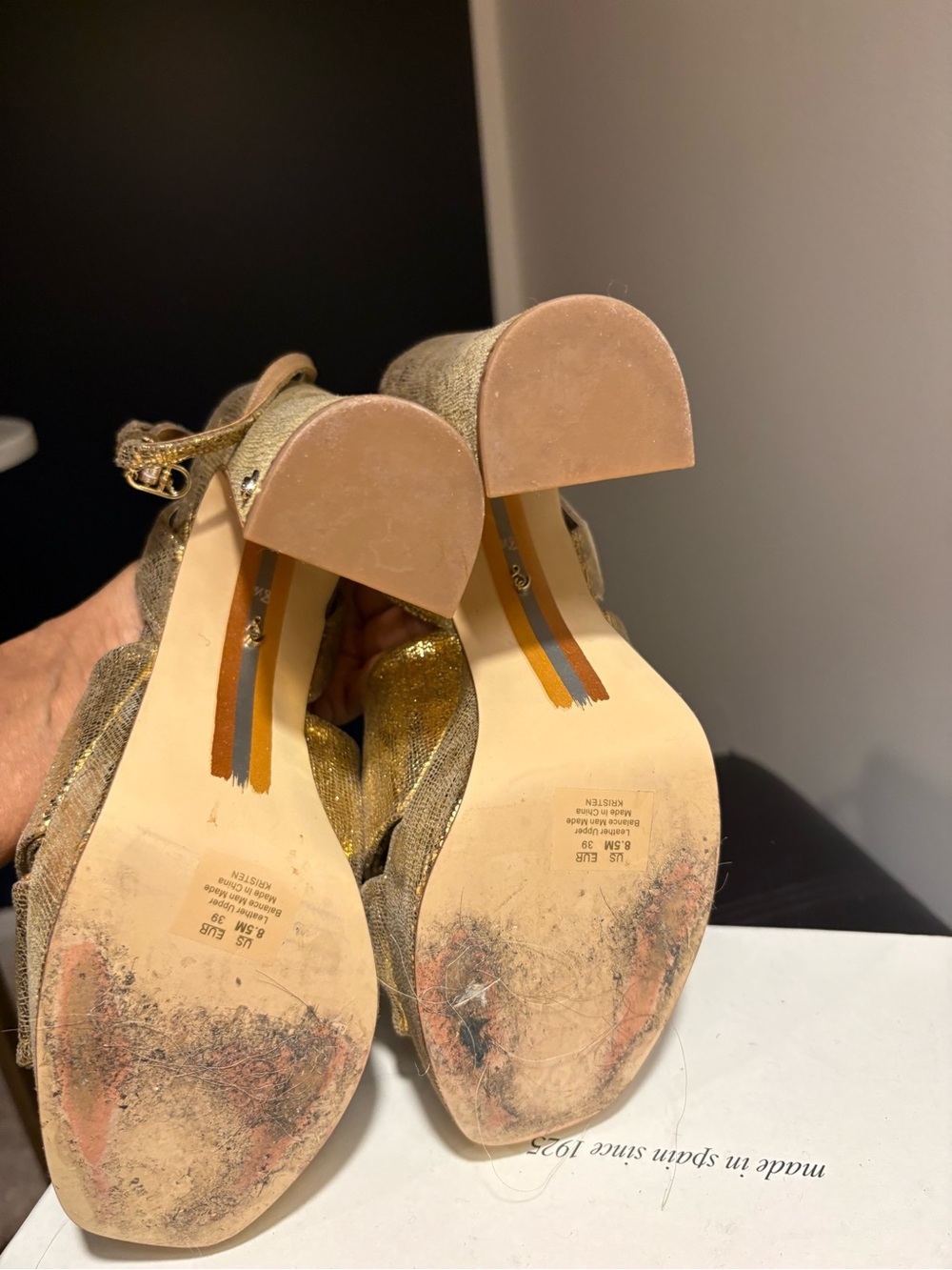 Sam Edelman Gold Platform Block-Heel Sandals with Knot Detail - Picture 6 of 9